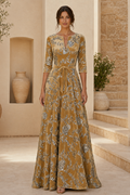 Floral Sequin Velvet A-Line Evening Gown
