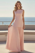Sleeveless Pleated Floor-Length Gown
