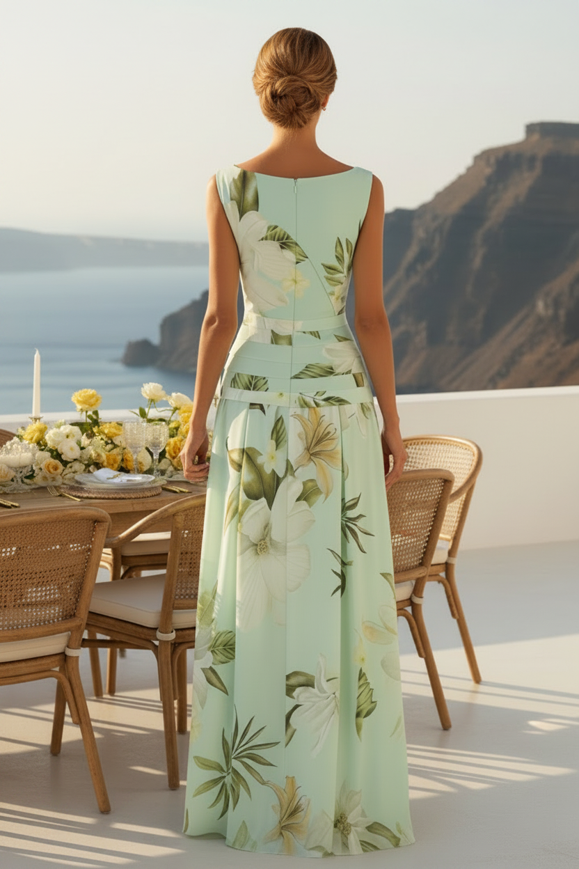 Floral Print Sleeveless Maxi Dress