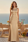 Bateau Neck Satin Trumpet Evening Dress