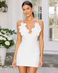 3D Floral Applique Spaghetti Strap Mini Dress