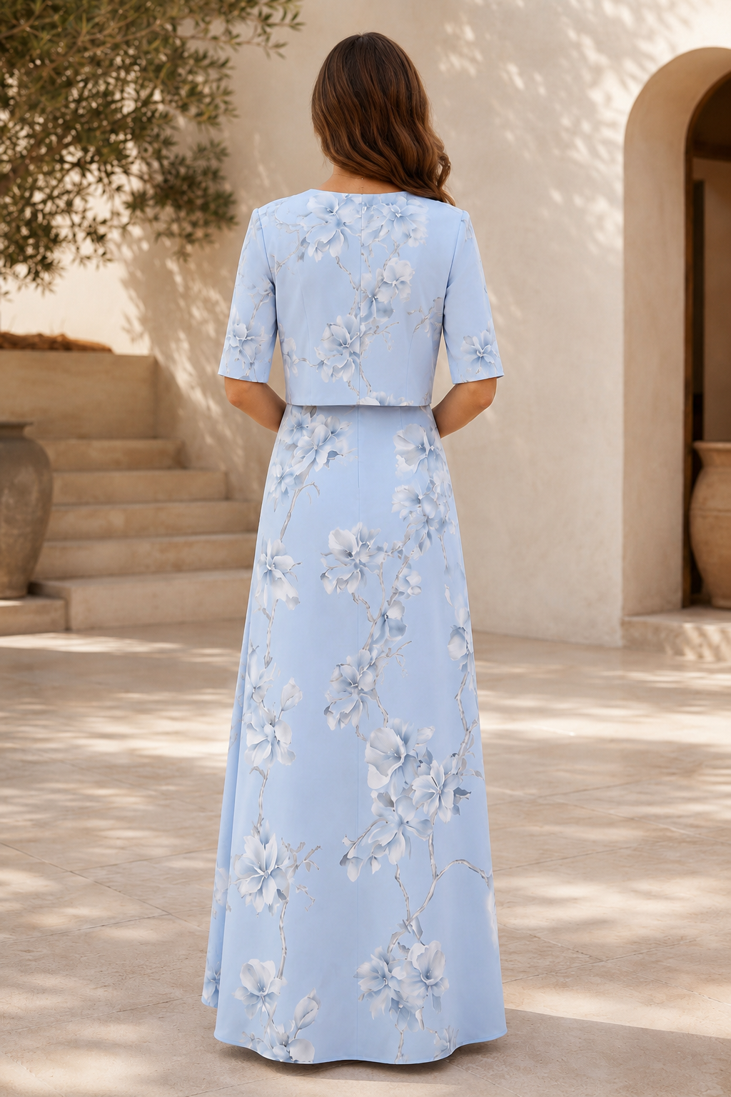 Floral A-Line Dress and Matching Jacket Set