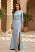Elegant Mikado Mermaid Gown with Beaded Waist Belt