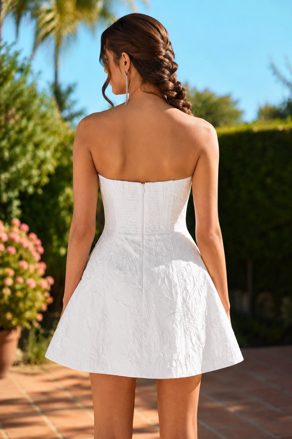 Strapless Jacquard A-Line Mini Dress