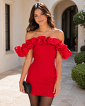 Ruffled Off-the-Shoulder Bodycon Mini Dress