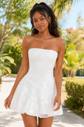 Strapless Lace Applique Fit and Flare Mini Dress