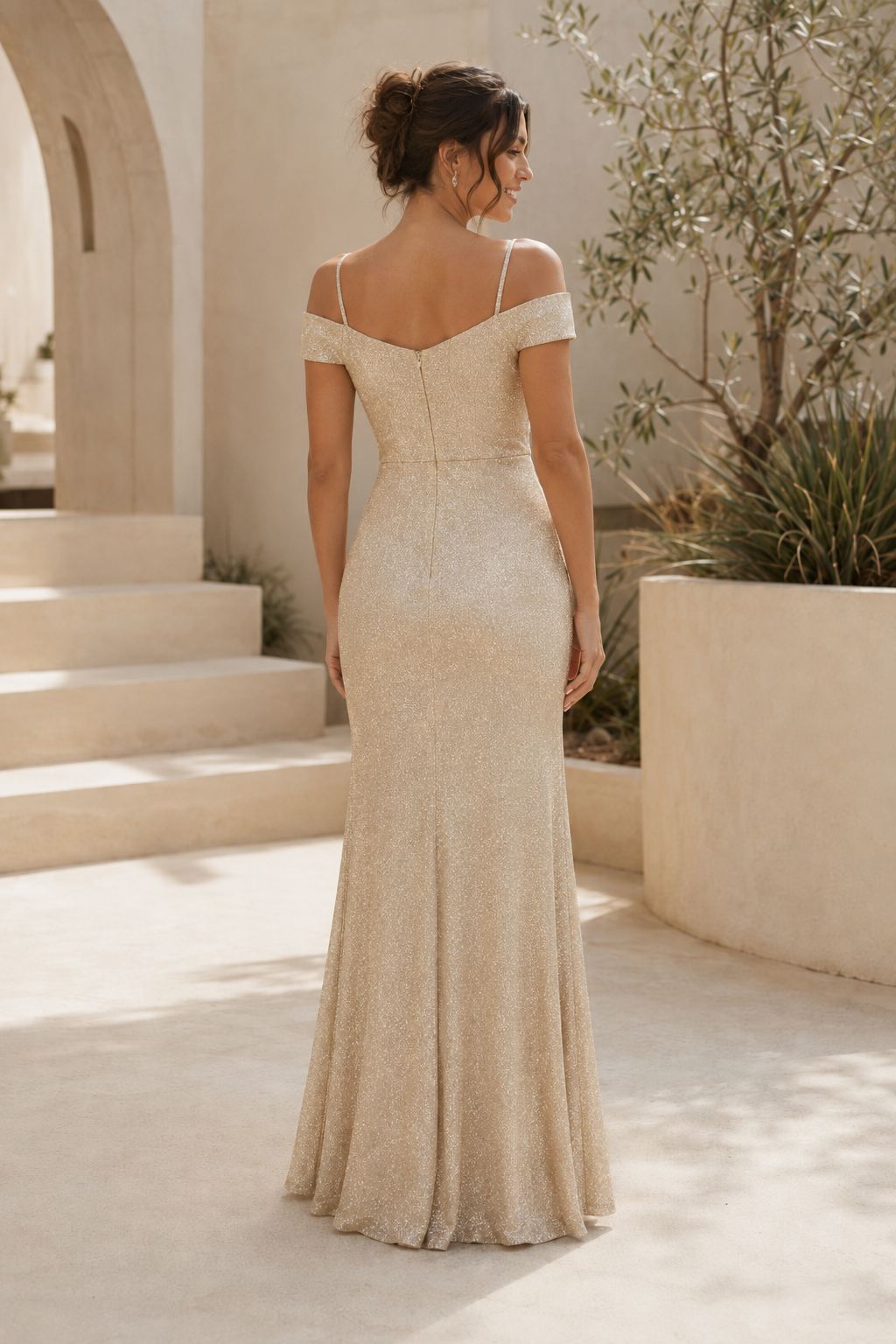 Off-Shoulder Sequin Mermaid Evening Gown