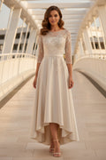 A-Line Satin Lace Illusion Mother of Bride Dress