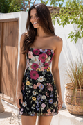 Strapless Floral Embroidered Corset Mini Dress