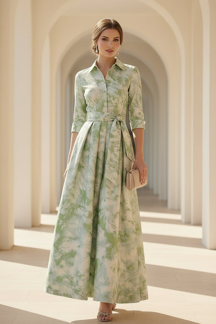 Floral Print Maxi Shirt Dress with Pleated Skirt