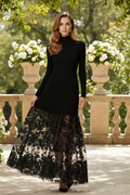 Ribbed Knit Mock Neck Mermaid Maxi Dress
