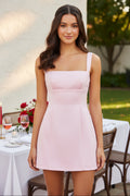 Square Neck Mini Dress with Back Bow
