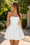 Strapless Jacquard A-Line Mini Dress