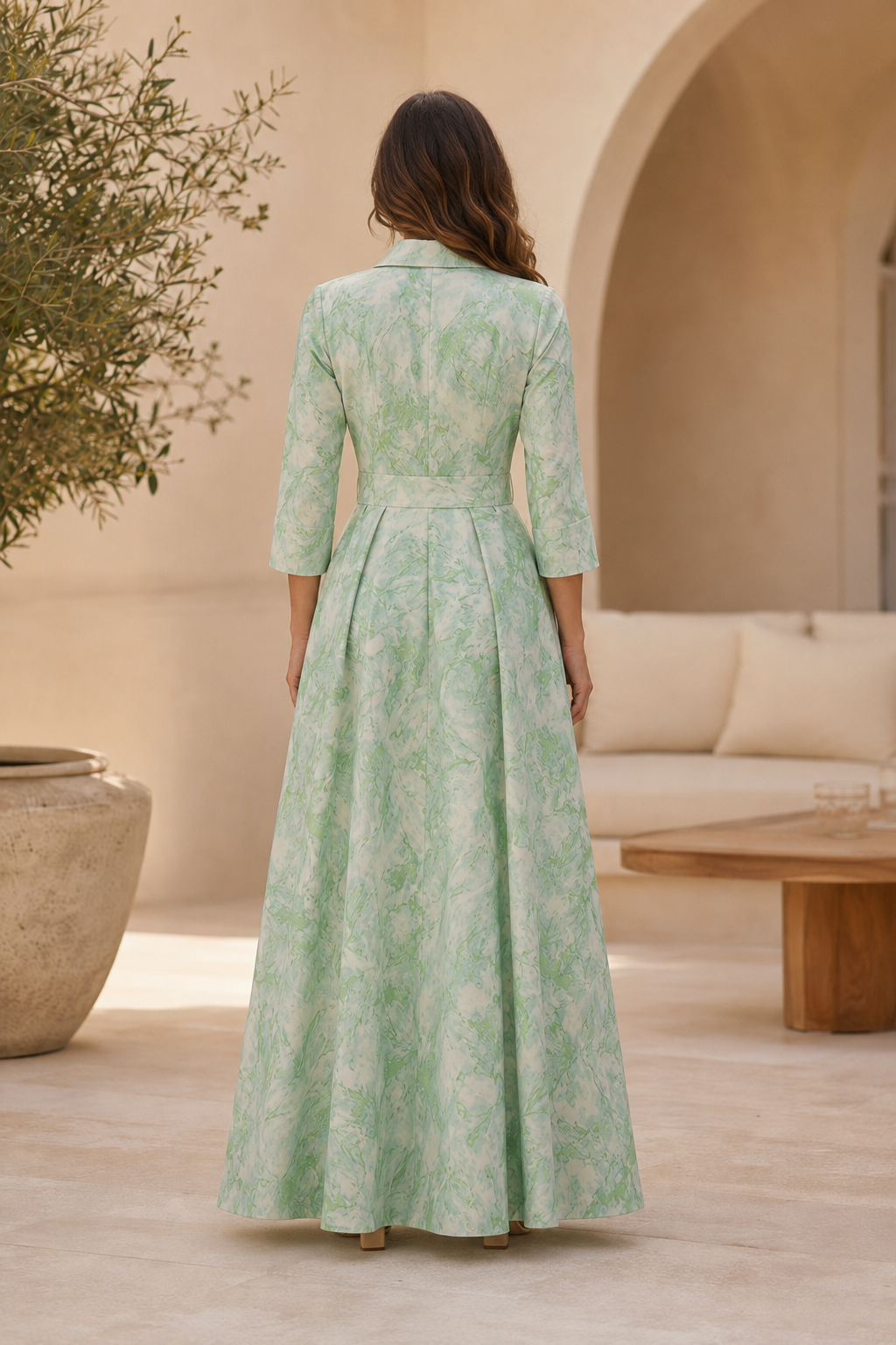 Elegant A-Line Maxi Dress with Belt