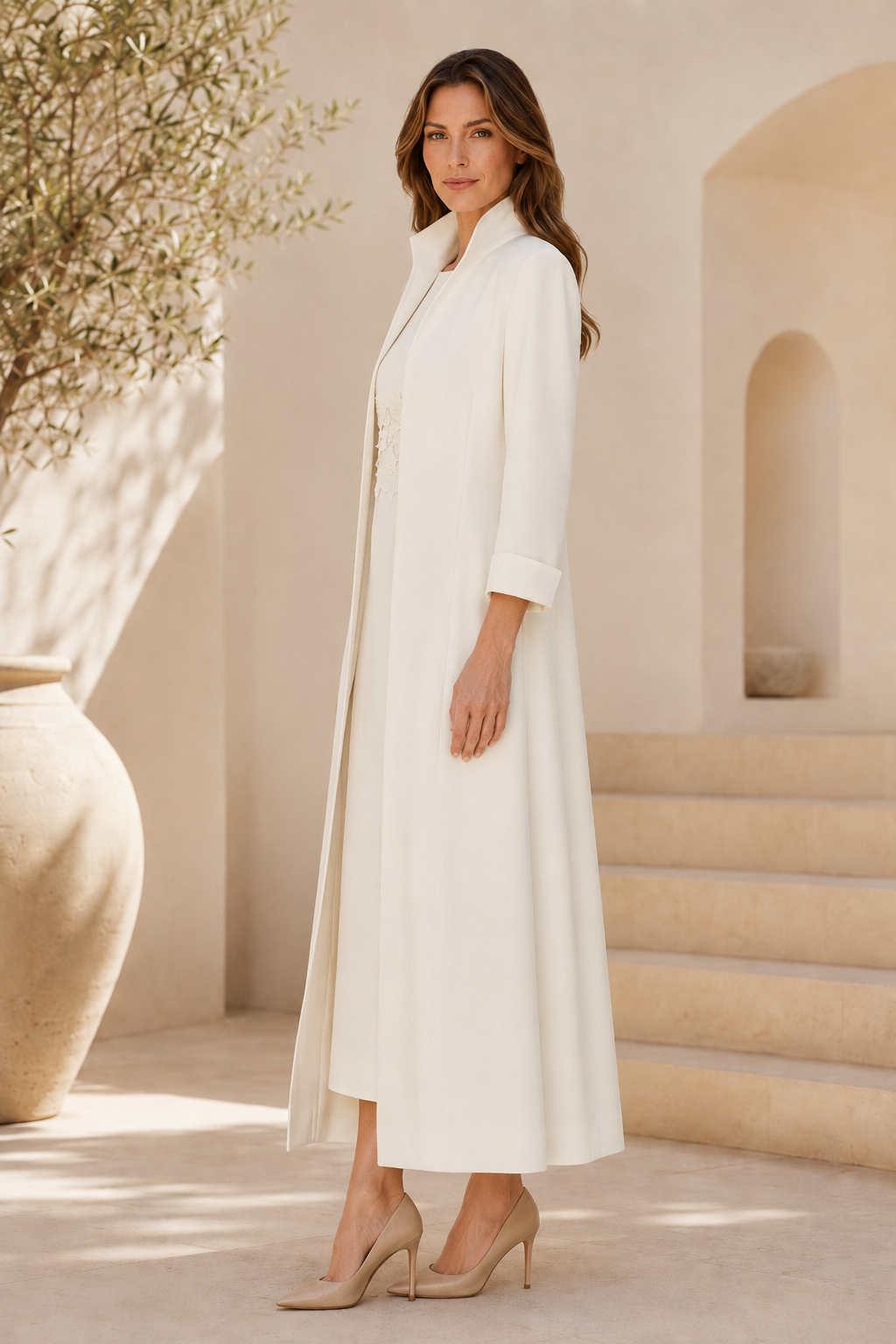 Two-Piece Sheath Dress and Longline Coat Set