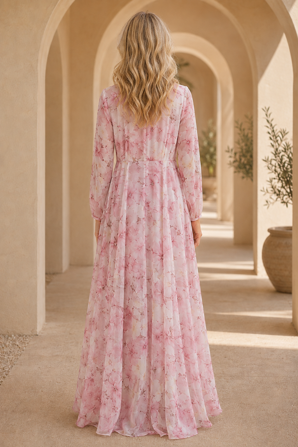 High-Low Dress with Floral Duster Jacket