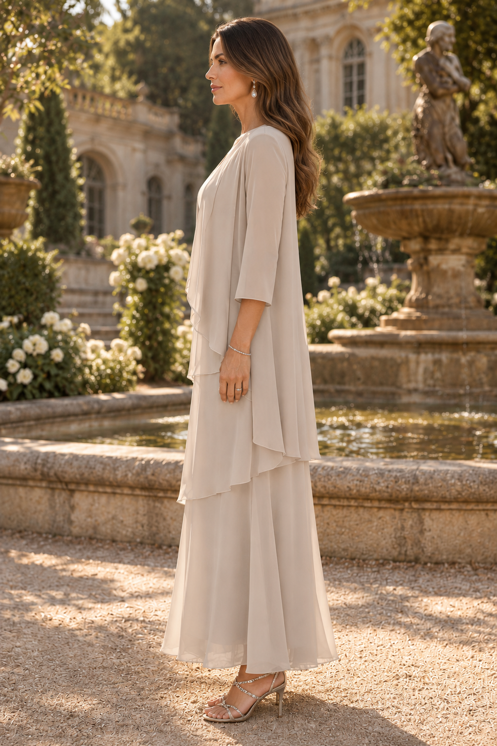Tiered Maxi Dress with Sheer Jacket