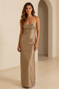 Spaghetti Strap Taffeta Column Evening Gown