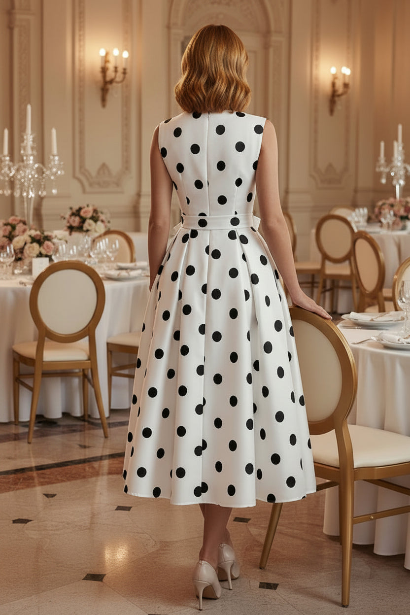 Polka Dot Wrap Midi Dress