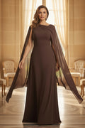Elegant Cape Sleeve A-Line Evening Gown