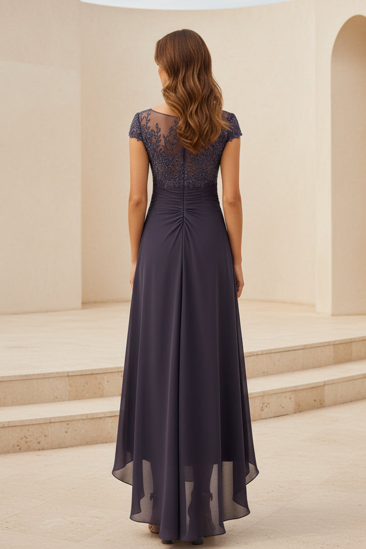 High-Low Lace Chiffon Evening Dress