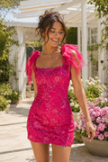 Floral Embroidered Mini Dress with Ruffled Straps
