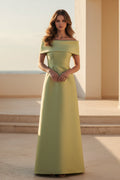 Off-the-Shoulder Satin A-Line Evening Gown