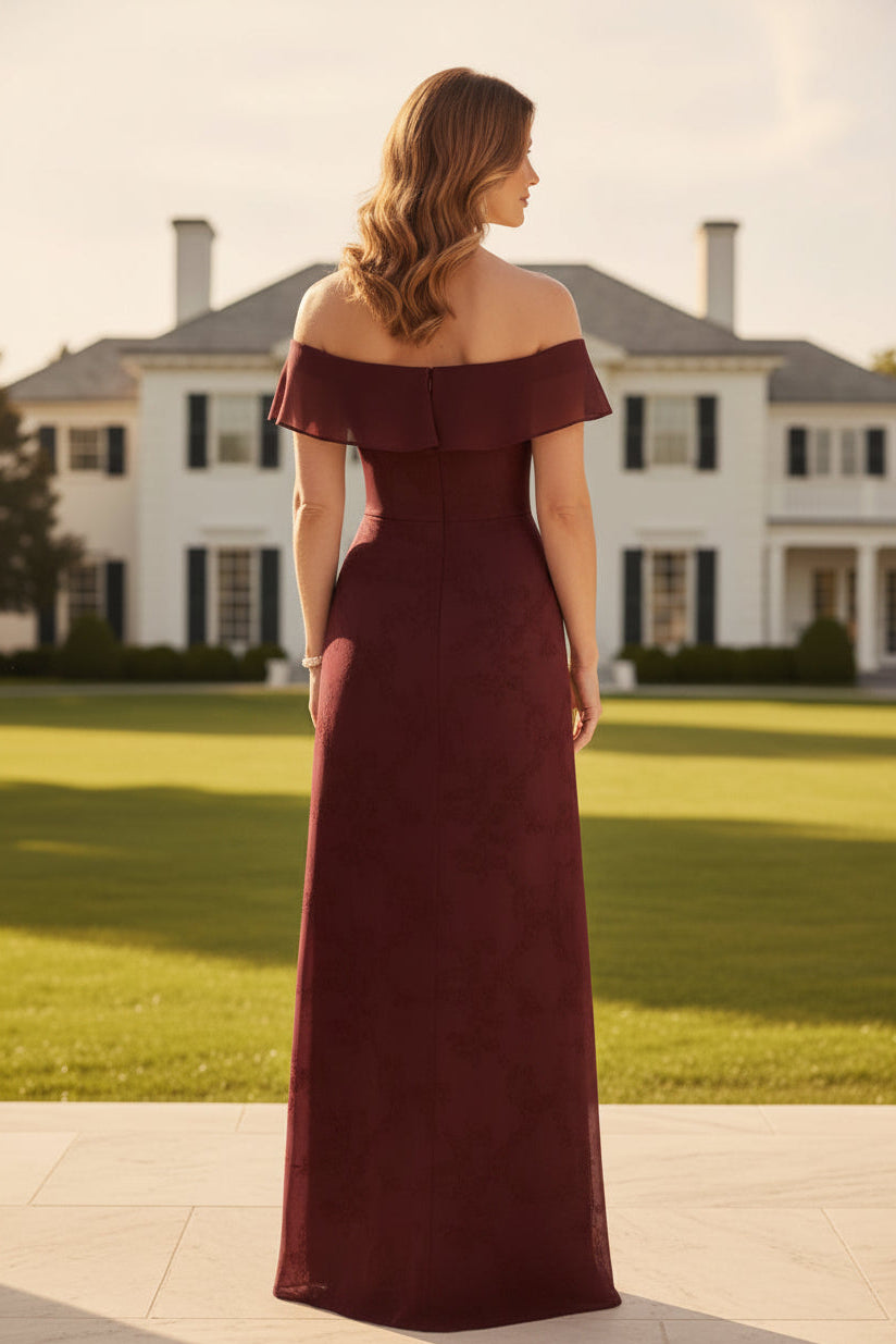 Off-the-Shoulder Ruffled Jacquard Gown