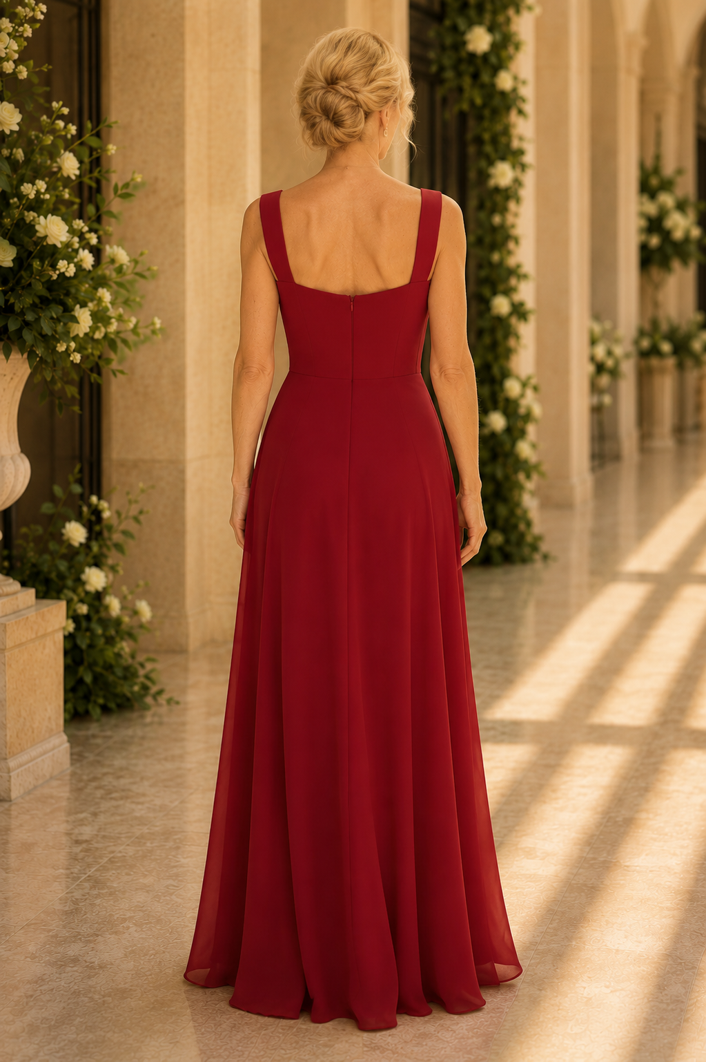 Embroidered Floral Asymmetrical A-Line Gown