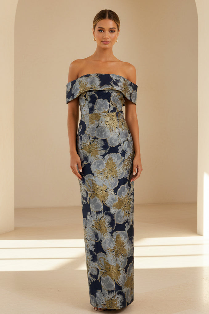 Off-the-Shoulder Column Maxi Gown