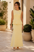 3D Floral Applique Peplum Two-Piece Dress