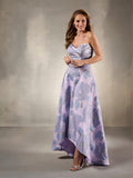 Strapless Sweetheart Jacquard High-Low Gown