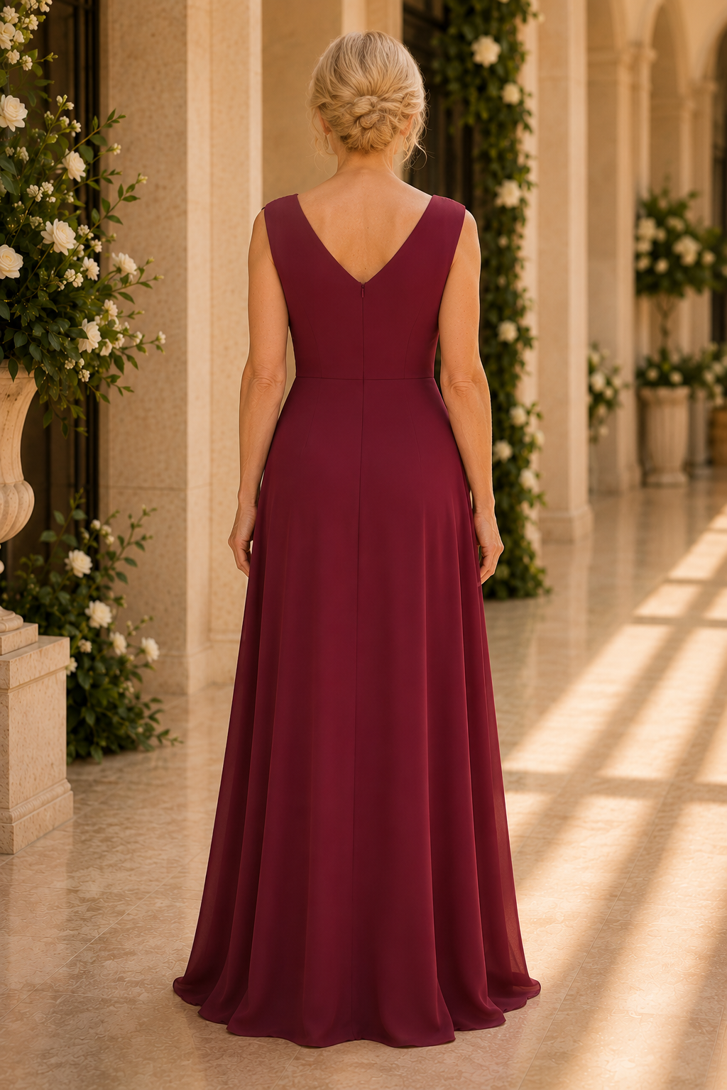 High-Low Chiffon Formal Dress with Beaded Bodice