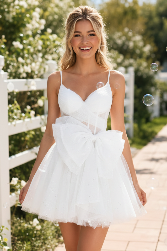 Glitter Tulle Corset Sweetheart Mini Dress