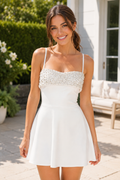 Beaded Sweetheart Spaghetti Strap Mini Dress