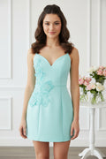 Floral Applique Spaghetti Strap Mini Dress