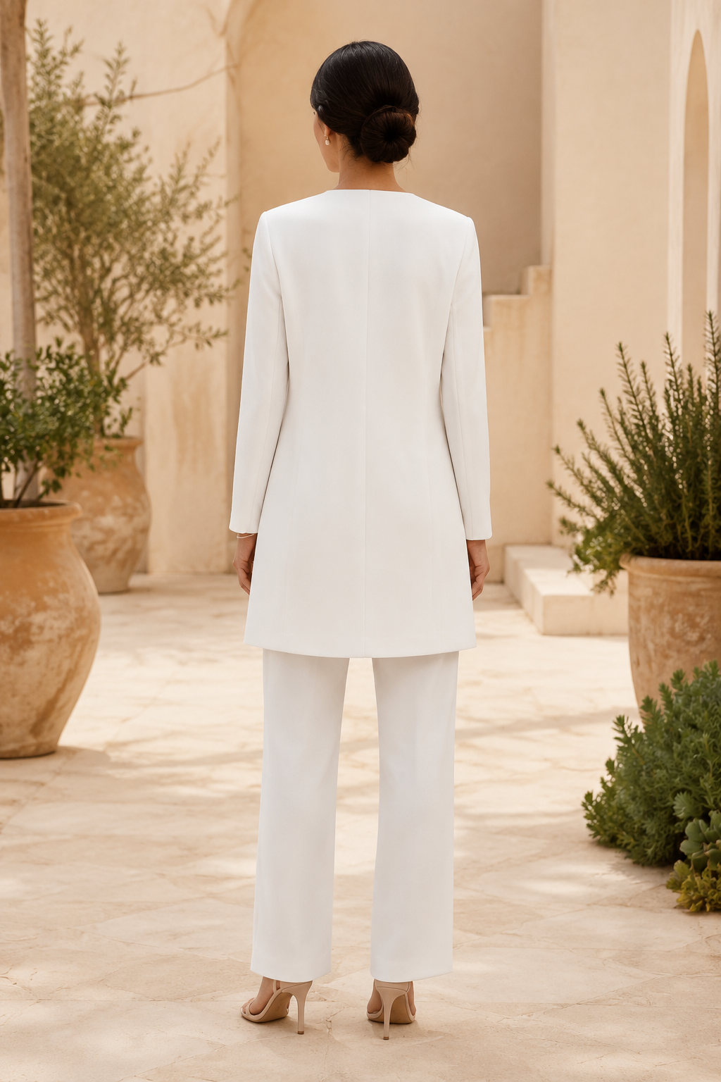 Three-Piece Pantsuit Set with Floral Print Top