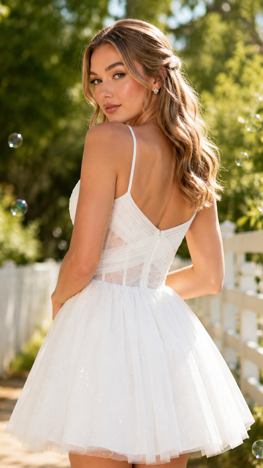 Glitter Tulle Corset Sweetheart Mini Dress