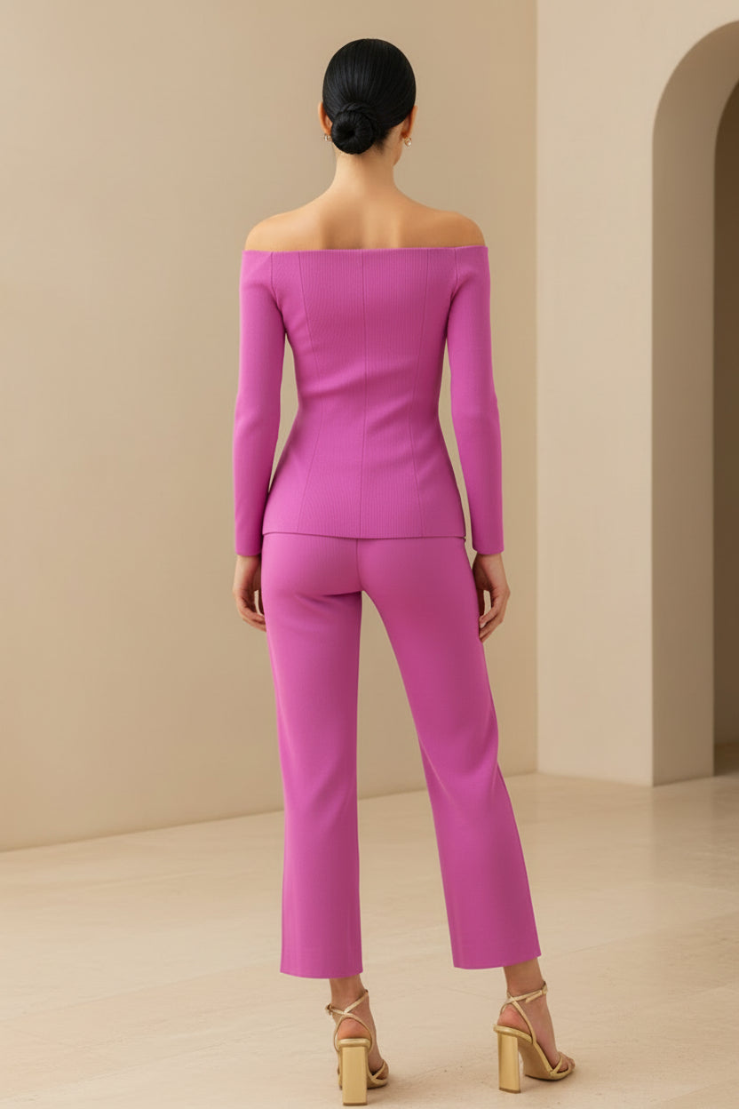Elegant Off-The-Shoulder Two-Piece Pantsuit
