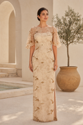 Illusion Neckline Sequin Embroidered Sheath Gown