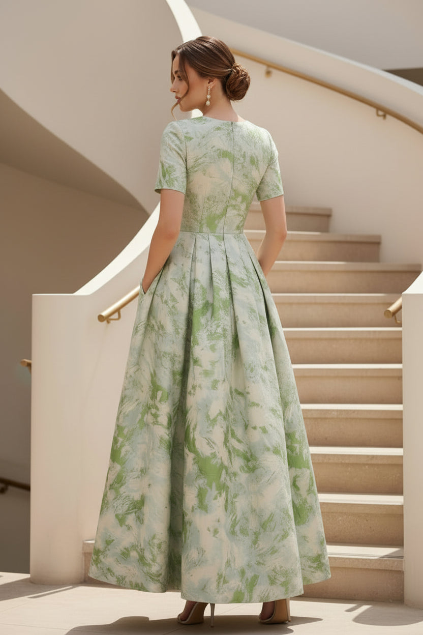 Floral Print A-Line Maxi Dress with Pockets