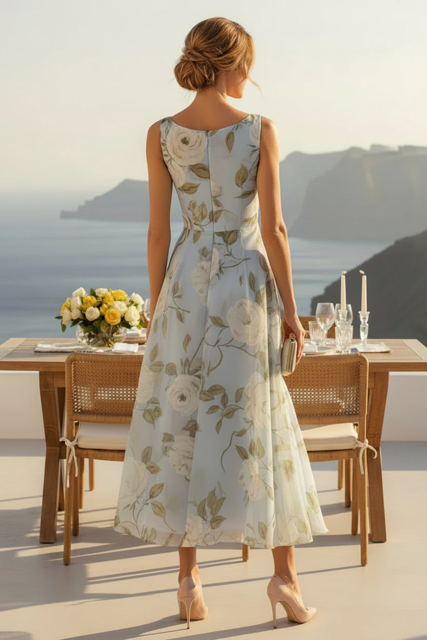 Floral Organza A-Line Dress with 3D Flower
