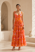 Tiered Ruffle Floral Print Maxi Dress