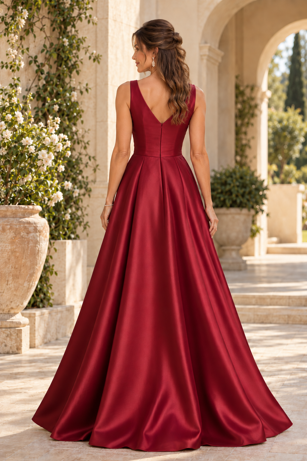 Embellished Cape Collar A-Line Evening Gown