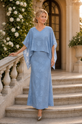 Floral Lace Capelet Maxi Dress