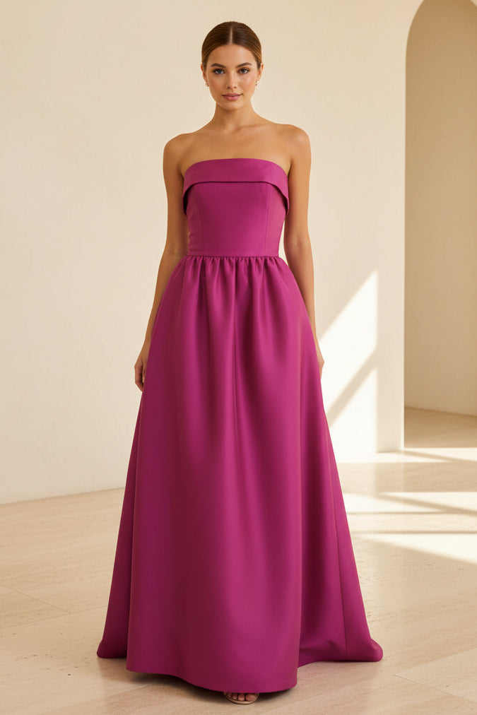 Strapless Floral Print Maxi Dress with Pockets