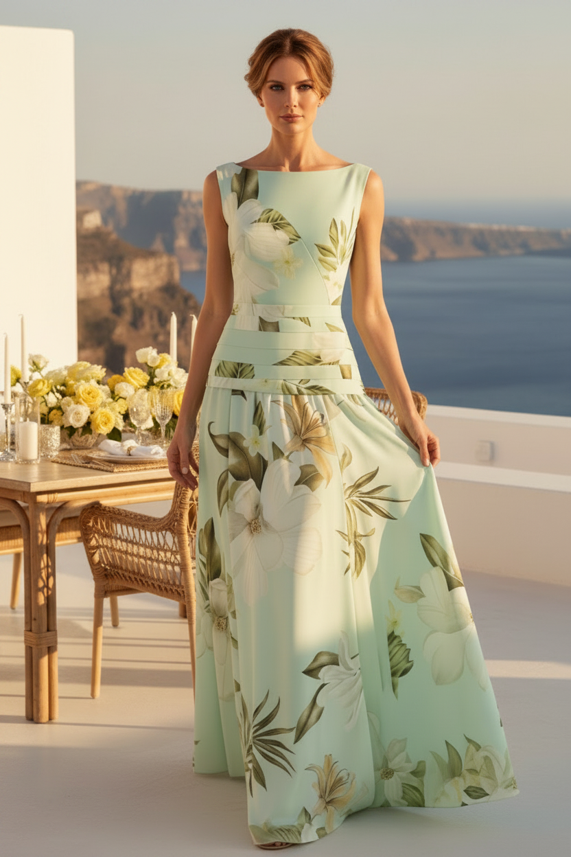 Floral Print Sleeveless Maxi Dress