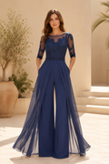 Lace Bodice Jumpsuit with Chiffon Overskirt