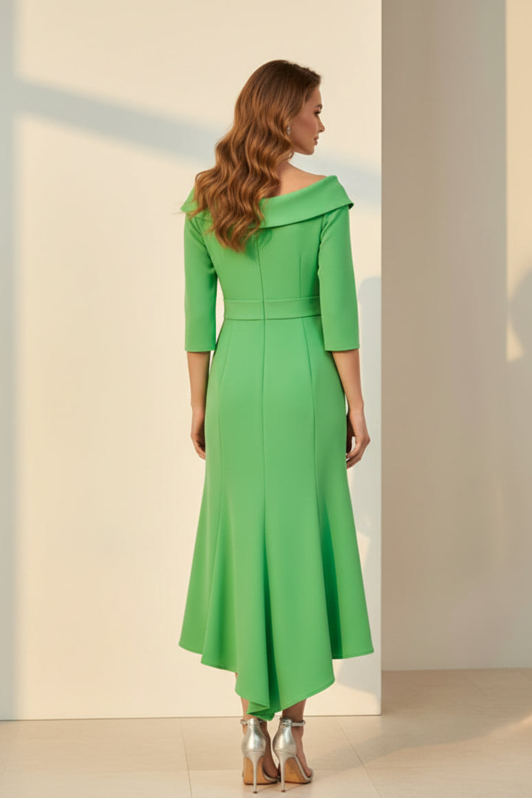 Off Shoulder Midi Dress with Bow & Flare Skirt