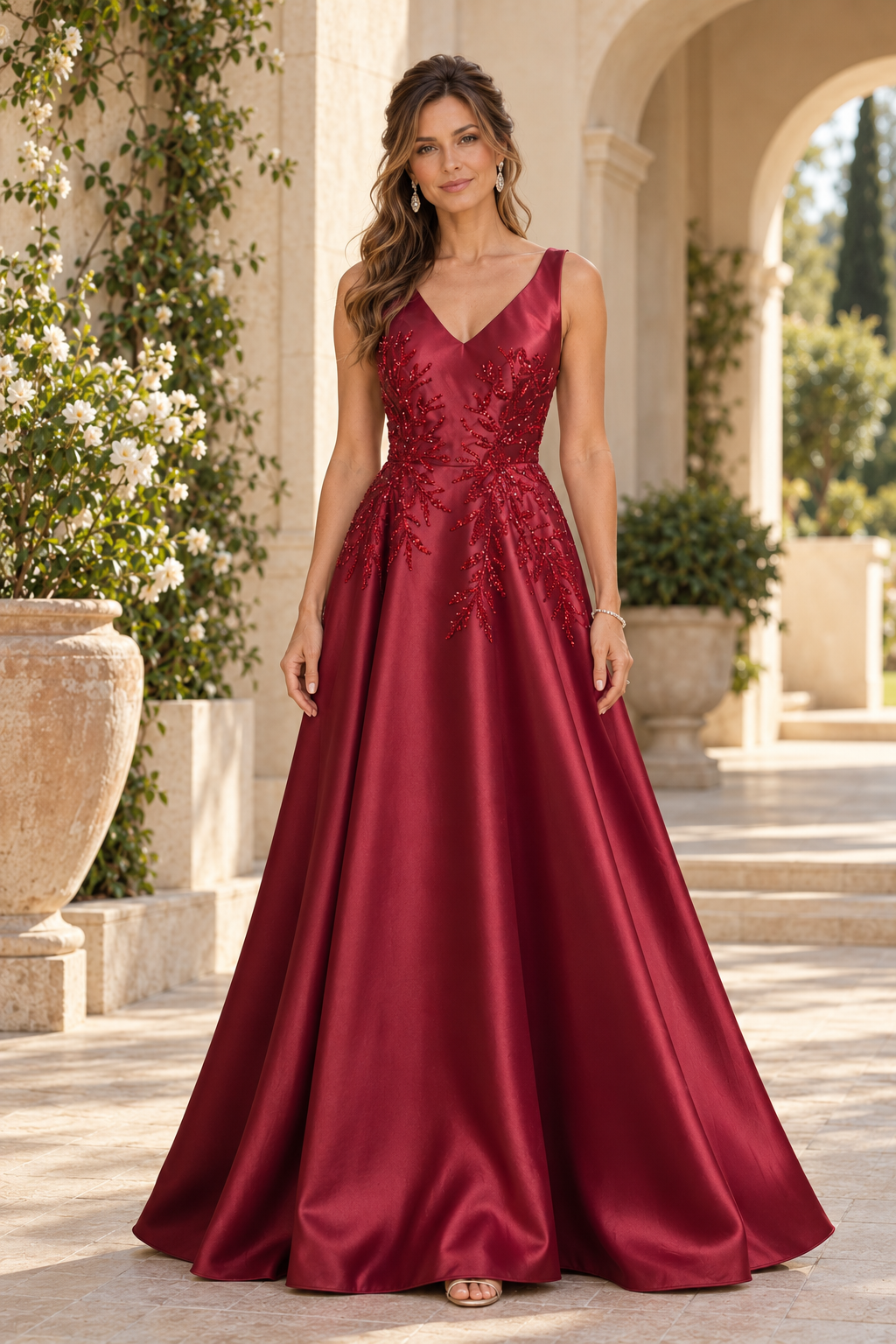 Embellished Cape Collar A-Line Evening Gown